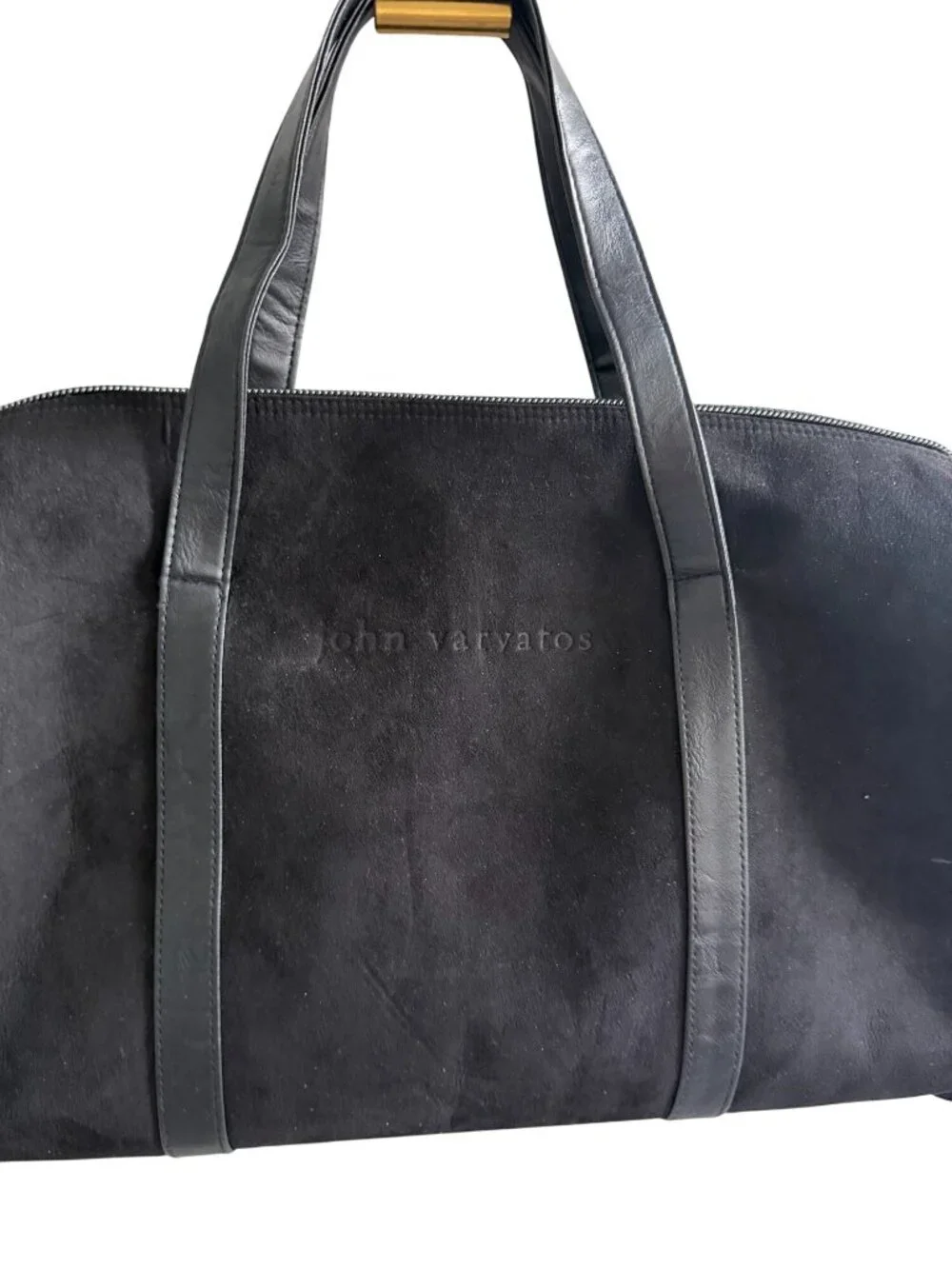JOHN VARVATOS Black Synthetic Suede Small Duffle Bag NEW NWOT